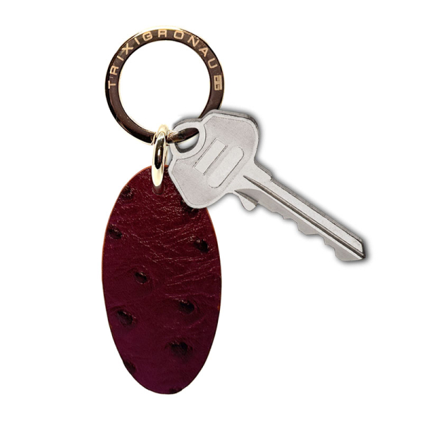 Trixi-Gronau Leder Schlüsselannhänger Urbany Straußenprägung aubergine